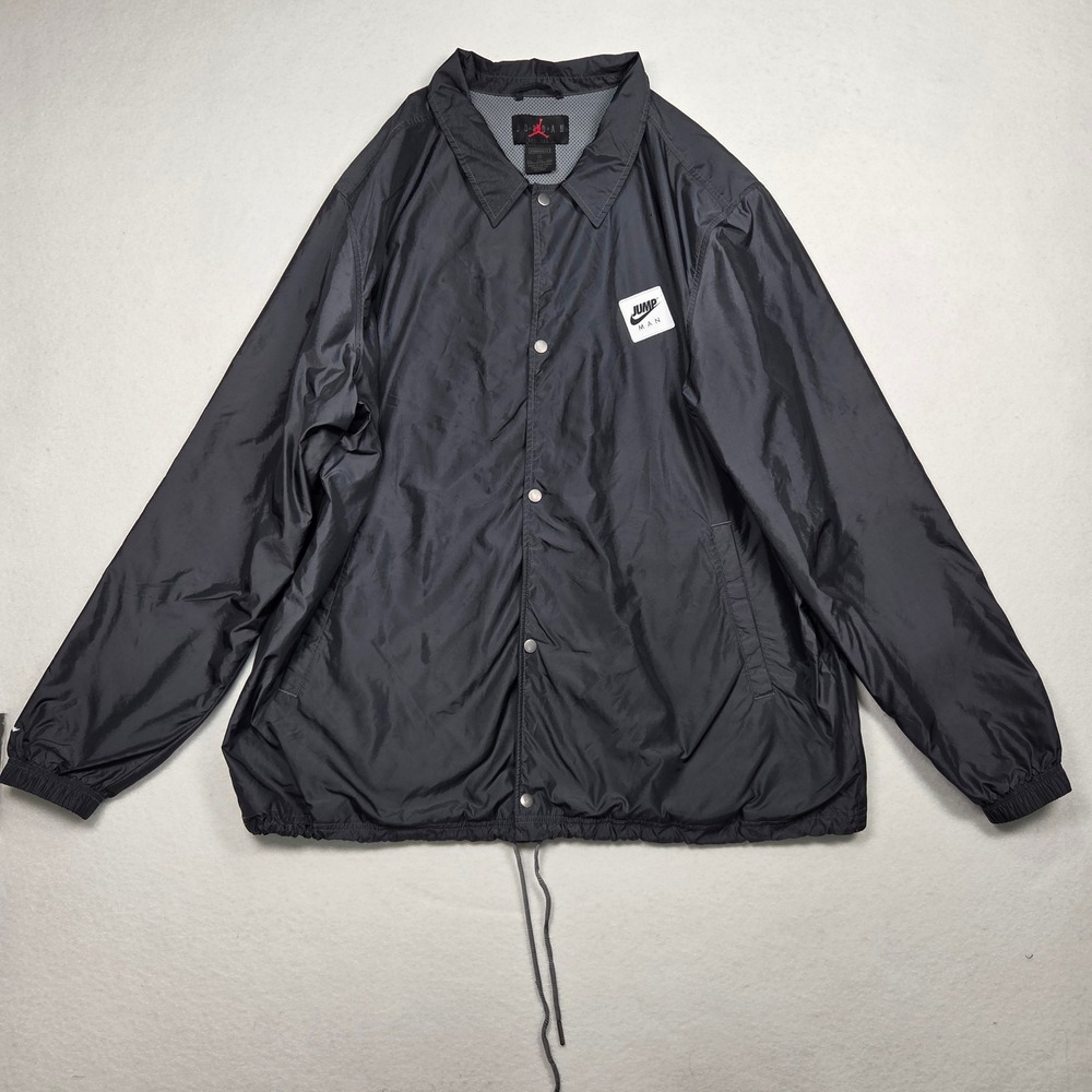 Jordan Coaches Jacket Mens XXL Black Air Jordan Jumpman Snap Windbreaker Vtg‎